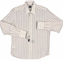 NEW $165 Boss by Hugo Boss Black Label Shirt! Sheer White with Red &amp; Gray Stripe - £47.01 GBP