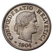1904 Svizzera 5 Rappen Moneta (About Fior di Conio, Au Condizioni) Km #26 - £82.19 GBP