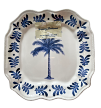 Tommy Bahama Palm Tree Blue  &amp; White Set of 4 Melamine 9” Salad Plates C... - £37.81 GBP