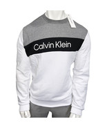 NWT CALVIN KLEIN MSRP $65.99 MEN&#39;S WHITE CREW NECK LONG SLEEVE SWEATSHIR... - $34.99