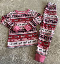 Gymboree Girls Pink White Red Gray Reindeer Fox Penguin Snug 2 Piece Pajamas 6 - £6.64 GBP