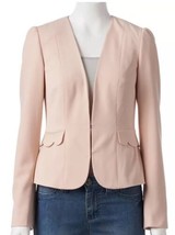 Elle Career Blazer Size: 6 (Small) New Ship Free Pink Salmon Suit Jacket Scallop - £77.58 GBP
