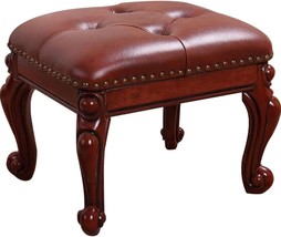 Kelendle Vintage Carved Upholstered Footrest Rubber Wooden Foot Rest Stool Sofa - £100.31 GBP