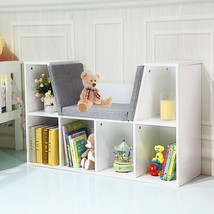 6-Cubby Kid Storage Bookcase Cushioned Reading Nook - £115.82 GBP