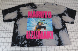 Naruto Uzumaki Tie Dye Graphic Crop Top Tee Women&#39;s XL Black Gray Pink - £19.74 GBP