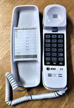 AT&amp;T 210 Corded Trimline Telephone Illuminated Keypad White 13 Number Me... - £11.02 GBP