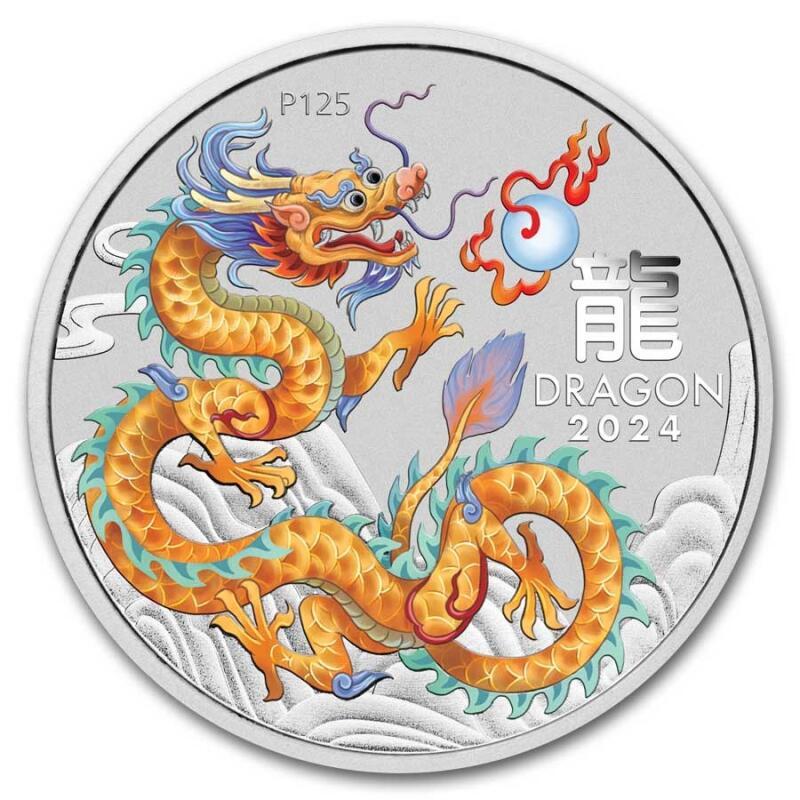 2024 1/2 oz Australia Silver Lunar Golden Dragon BU Series III (In Capsule) - $44.97
