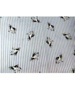 Vintage Fabric Blue ticking style print Farm Cows 44&quot; wide X 3.33 yards - £31.28 GBP