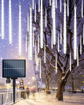 20 Tubes Solar Meteor Shower Icicle Lights 480 LED Raindrop Lights with Timer Fu - £35.36 GBP
