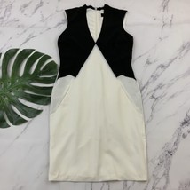 Pure Navy Womens Sheath Dress Size 6 Cream Black Color Block Sleeveless ... - £17.77 GBP