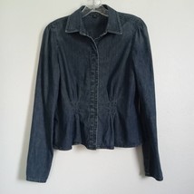 Ralph Lauren Jeans Company Distressed Blue Denim Top Peplum Jacket Hook ... - $71.25