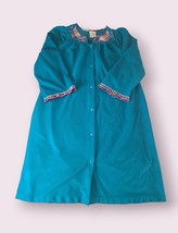 Vintage Quiet Moments Nightgown Blue Floral Collar Embroidery Large Moomoo - $9.94