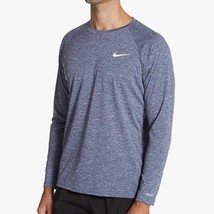 Nike Essential Men&#39;s Swim Shirt  UPF 40 Long Sleeve Hydroguard Tee Blue Size L  - £18.16 GBP