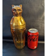 Antique Gold Cat Head Amber Glass Pinched Cocktail Shaker Austria Rare - $2,300.48 CAD