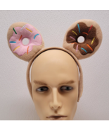 Plush Donut Mouse Ears Tan Headband Sprinkles Pink Brown Multicolor Cute! - $186.51 MXN