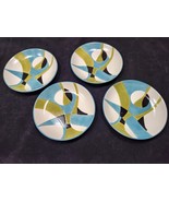 Pier 1 &quot;FOLLY&quot; Salad Dessert Set Of 4 Plates Geometric Blue Green White ... - $46.28