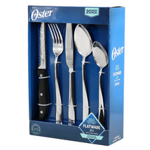 Oster Stonington 20 Piece Flatware Set with Steak Knives in Polished Sta... - $66.59