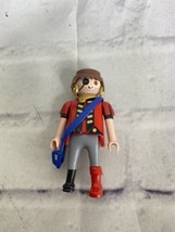 Vintage 1996 Geobra PLAYMOBIL Figure Pirate Eye Patch Peg Leg Brown Hair Earring - $9.00