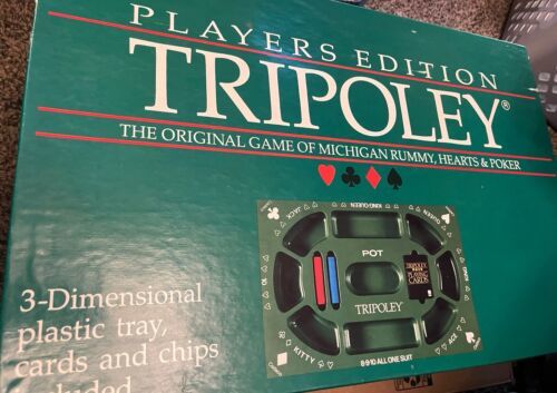 TRIPOLEY card game Players Edition Cadaco 1989 Michigan Rummy Hearts Poker Comp - £23.34 GBP