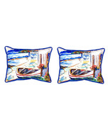 Pair of Betsy Drake Sicilian Shore Large Indoor Outdoor Pillows 16 In. X... - £71.20 GBP