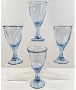 4) Noritake Sweet Swirl Light Blue Wine Glasses Set Vintage Elegant Stem... - $916.55 MXN