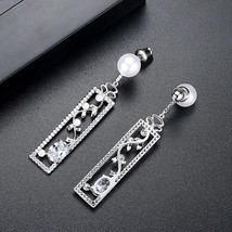 LUOTEEMI Elegant Picture Frame With Flower Winding CZ Dangle Earrings Sh... - £15.97 GBP