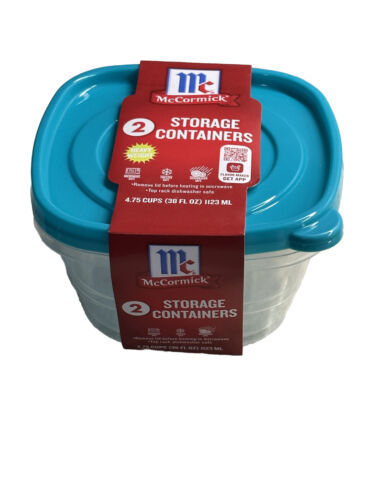 Primary image for McCormick  2 Storage Containers 4.75 Cups 38floz 1123ml. Microwave/Freezer Safe
