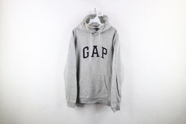 Vtg Gap Mens Large Faded Spell Out Block Letter Hoodie Sweatshirt Heather Gray - $54.40