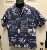 HRH Hawaii Schooner Goodwill 1953 Commemorative Shirt, Mens L, Blue/White - $29.69