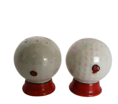 Fun vintage ceramic golf ball salt &amp; pepper shakers made in Japan - $9.99