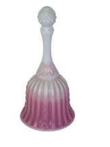 Fenton art glass figurine bell Pink White swirl pineapple hobnail harp stripe US - £51.56 GBP