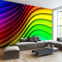 Tiptophomedecor 3D Illusion Peel and Stick Wallpaper Wall Mural - Rainbow Waves  - £44.86 GBP+