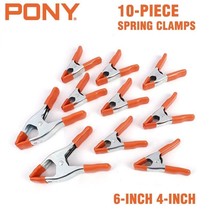 PONY 10-piece 6-inch 4-inch Heavy Duty Metal Spring Clamps Set 2&quot; 1&quot; Jaw... - £31.23 GBP