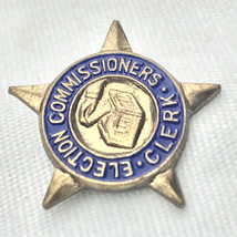 Elections Commissioner Clerk Vintage Pin Gold Tone Enamel - $12.95