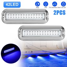 2x Blue 42 LED Underwater Boat Marine Transom Light 316 Stainless Steel ... - £31.44 GBP