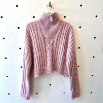 L - Nanushka Pink Half-Zip Pullover Cropped Alpaca Blend Sweater 0226AT - $65.00