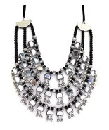 Banjara Style 3 Layer Mirror Work Silver Oxidis Choker Necklace for Girl... - £17.26 GBP