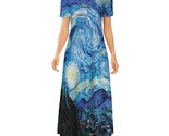 Woman Van Gogh Starry Night Short Sleeve Round-neck Long Dress (Size 2XS... - £26.67 GBP