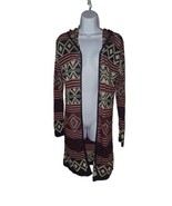 Say What? Women’s Size L Long Sleeve Hooded Long Cardigan Aztec Boho - £14.38 GBP