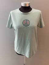 Life is Good Shirt Womens Size Medium Mint Green PEACE Sign Short Sleeve - $14.73