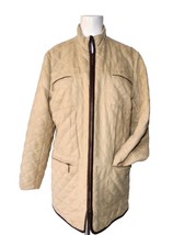 Pamela McCoy Collections Size M Faux Suede Quilted Coat Leather Trim Lin... - £28.55 GBP