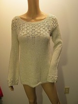 White House Black Market Sparkly Long Sleeve Sweater Sequins &amp; Chains Accents Xs - £23.50 GBP