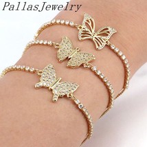 10Pcs Fashion Micro Pave CZ Butterfly women bracelet,Charm Cubic Zircon Love Wri - £42.92 GBP