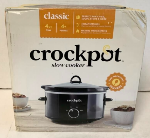 NEW Crockpot CPSCVM40-BP 4-Quart Classic Oval Manual Slow Cooker Black - $26.28