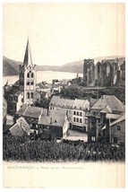Rhein mit der Wernerkapelle Bacharach Germany Black And White Postcard - £6.96 GBP