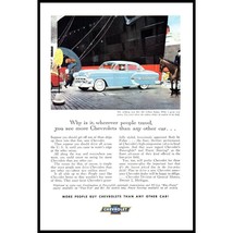 1953 Chevy Bel Air Sedan Vintage Print Ad Ocean Liners Port Horseback Wa... - $10.97