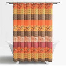 72-inch Orange Teal Floral Damask Boho Birds Polyester Shower Curtain - $123.49