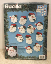 Bucilla Jolly Santas Ornaments Kit 83204 Felt Appliqué Set of 12 Christmas - £15.68 GBP
