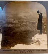 Man Looking Over Edge Of Grand Canyon Arizona Keystone Stereoview Photo - $7.87