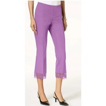Alfani Women 4 Purple Lace Trim Cropped Pants NWT BE51 - £15.36 GBP